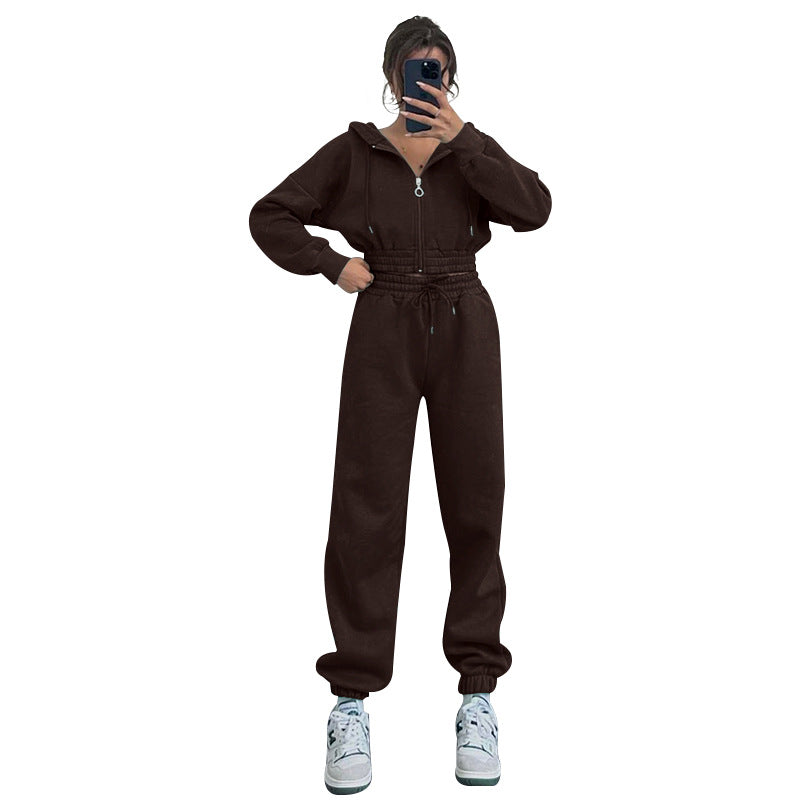 Ensemble de sweat-shirt femme à capuche zippée