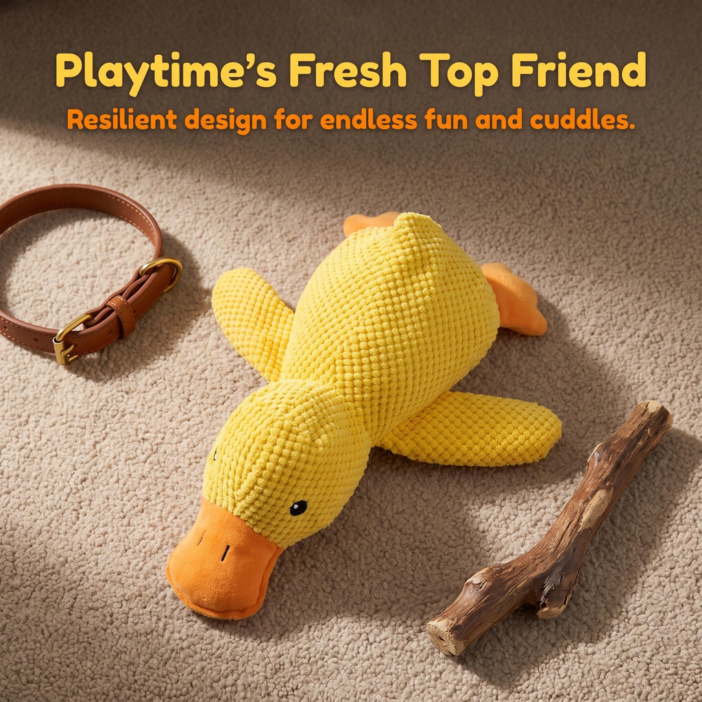 Jouet d'animal de compagnie de chasse en peluche jaune