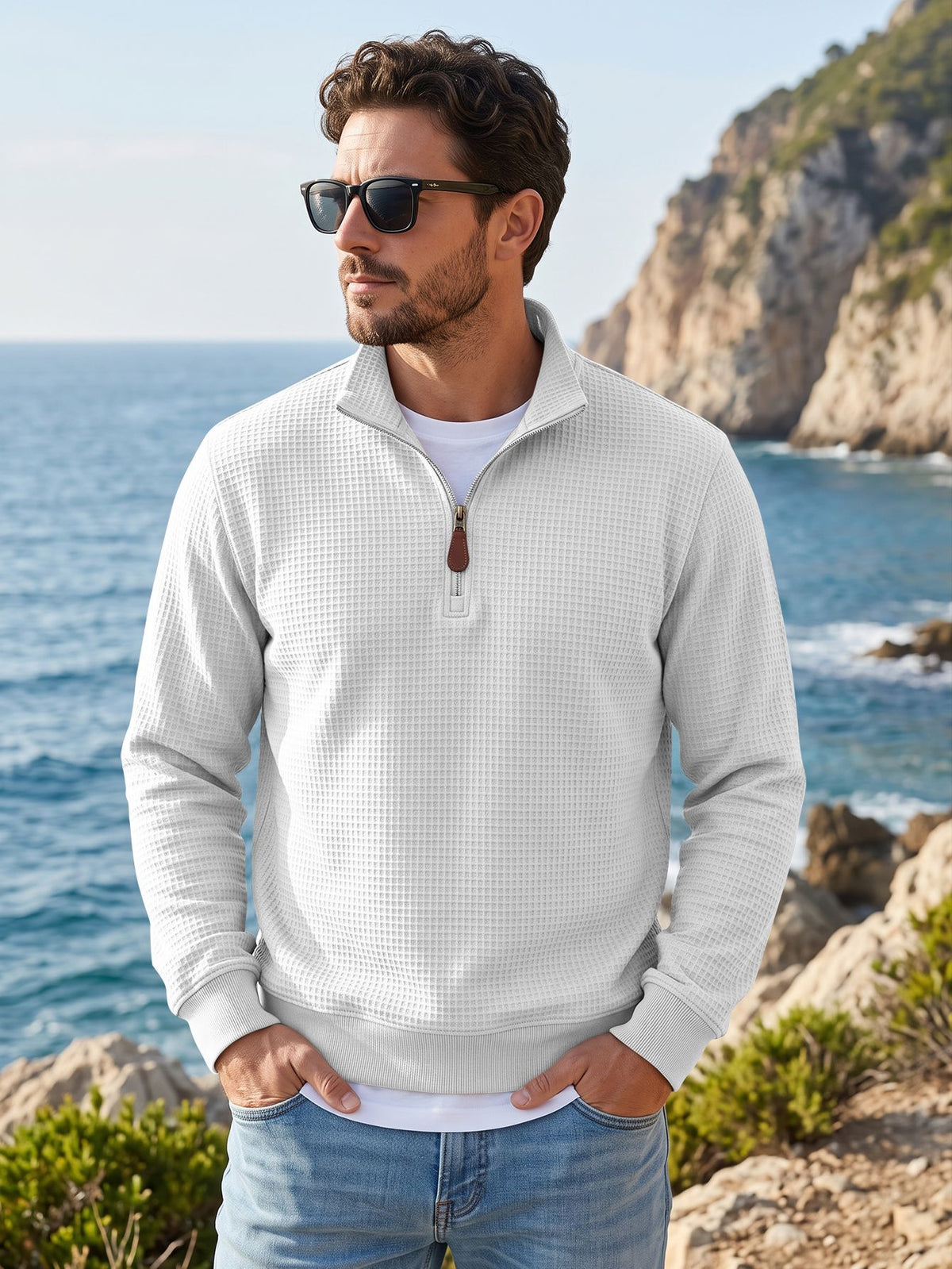 Sweater pour hommes Waffle Knit de style américain