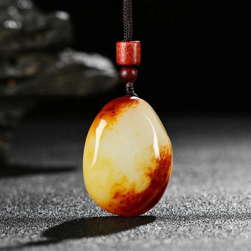 Xinjiang Hetian Jade Pendentif White Jade Pendentif en pierre brute Collier Seed Jade Bracelet