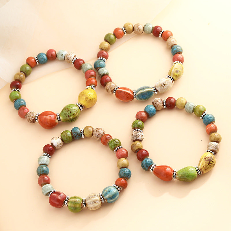 Rétro Scenery Dezhou Ceramic Bracelet Student Literary Ethnic Style National Tendance Perlée