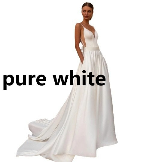 Robe de mariée simple de Strap Deep-V