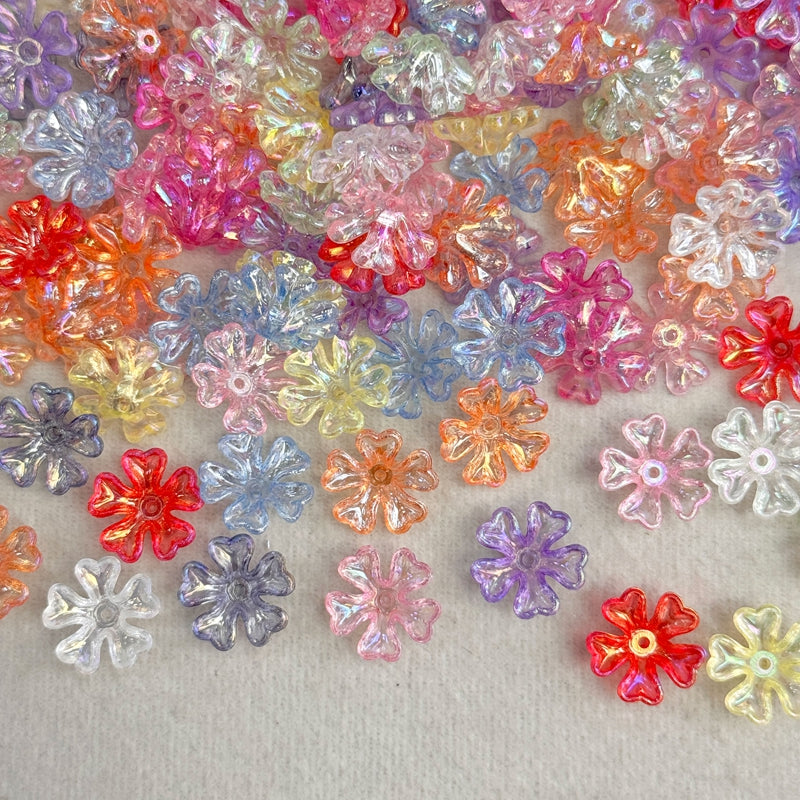 Perles de fleurs en acrylique 5-Petal