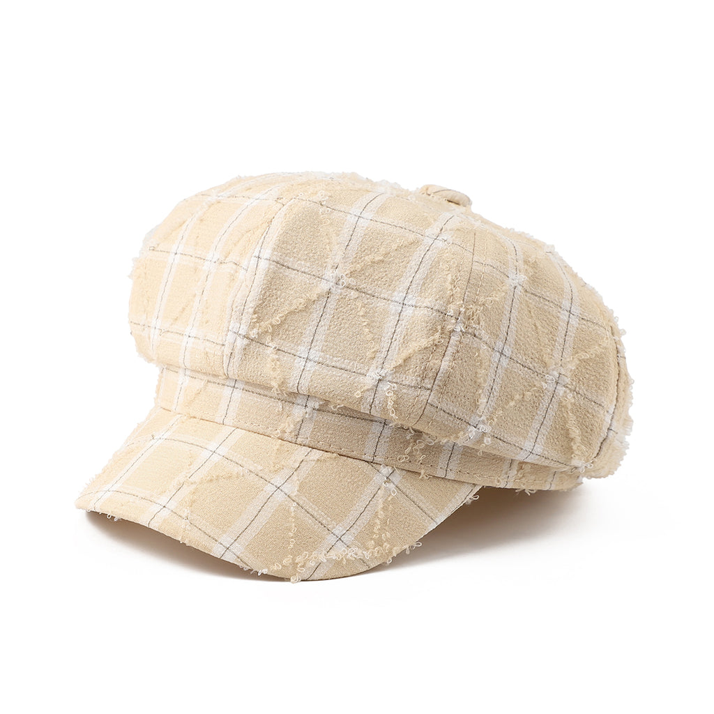 Béret octagonal à carreaux rétro