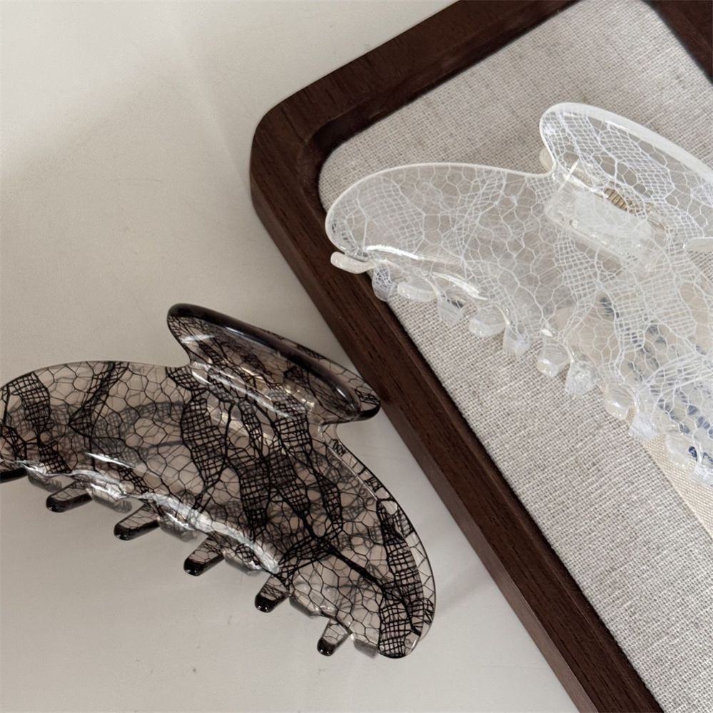 Élégante dentelle Acétate French-Style Retro Shark Clip pour les femmes