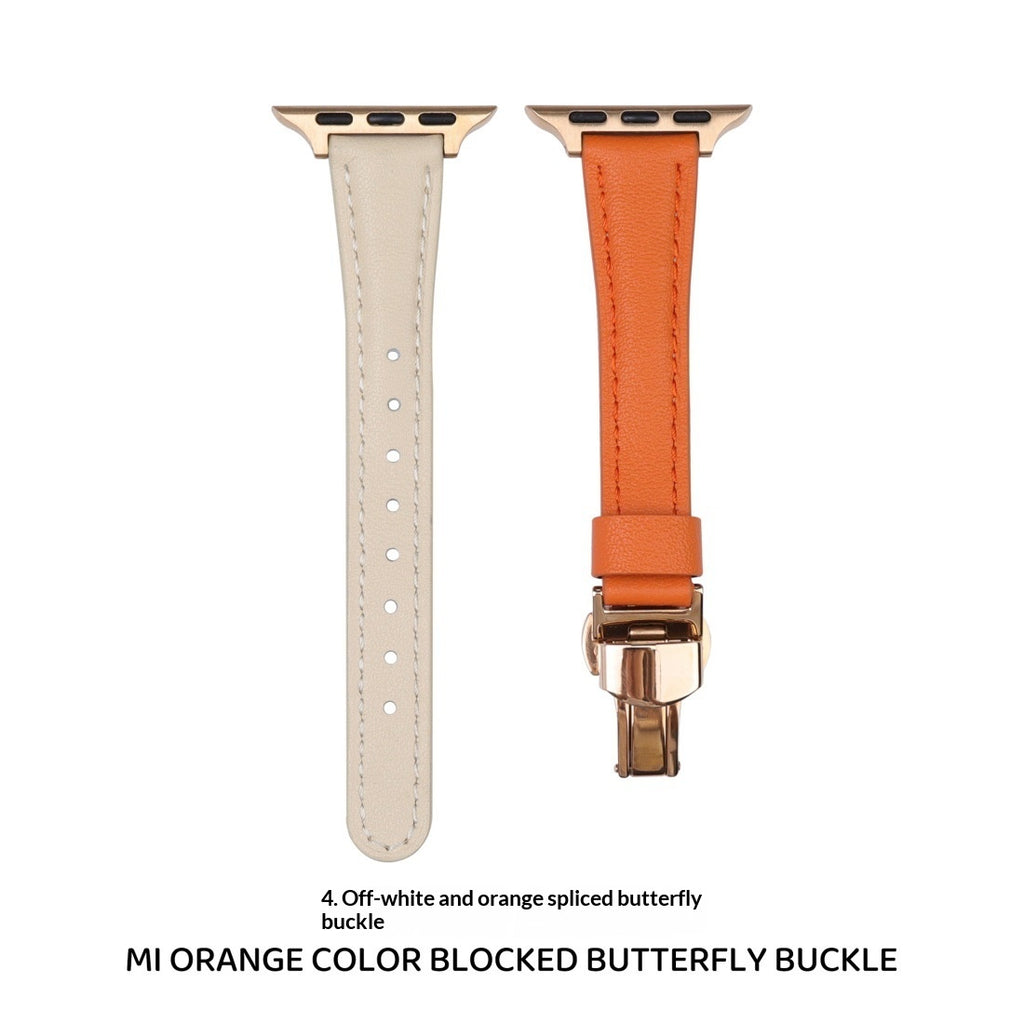 Bracelet en cuir beige orange