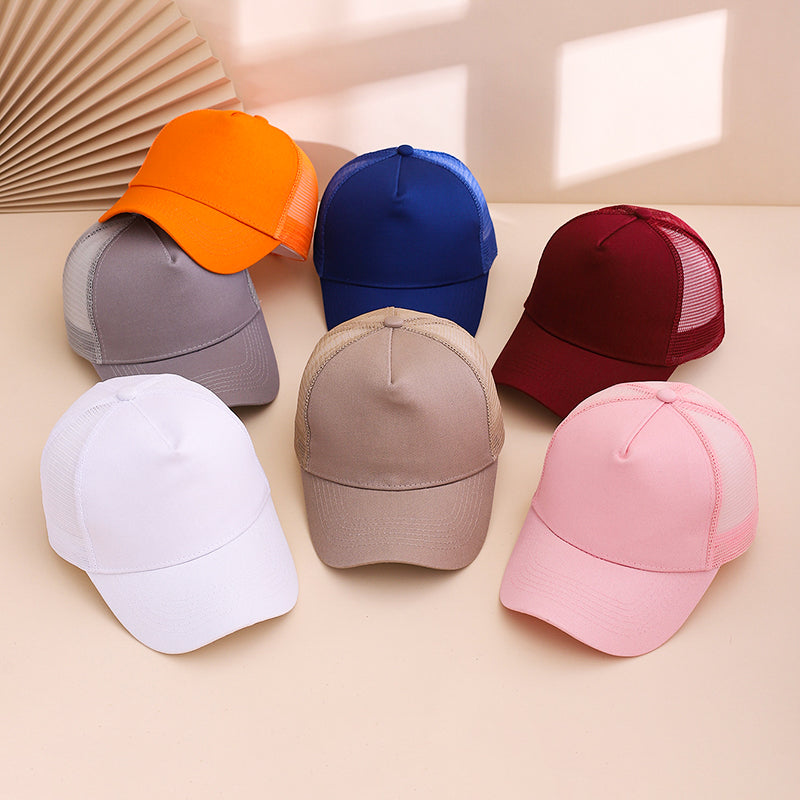 Solid-color Patchwork Mesh Respirant Soft-top Trendy et Simple Style Cap de baseball Suitab