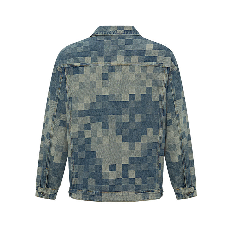Jeune Denim Court Gown Style coréen Mosaic Denim Veste pour hommes