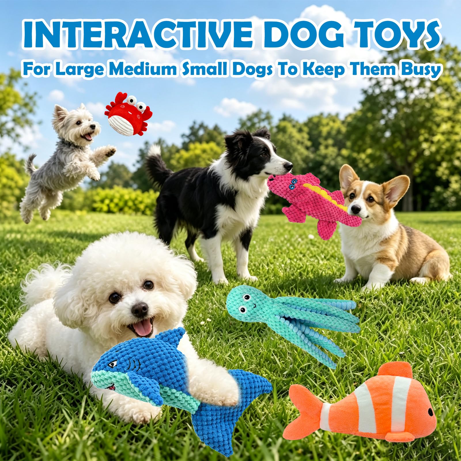 Jouets pour chiens Squeaky Crinkle pour les brochettes agressives