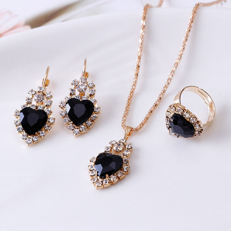 Boucles d'oreilles collier en strass à goutte d'eau