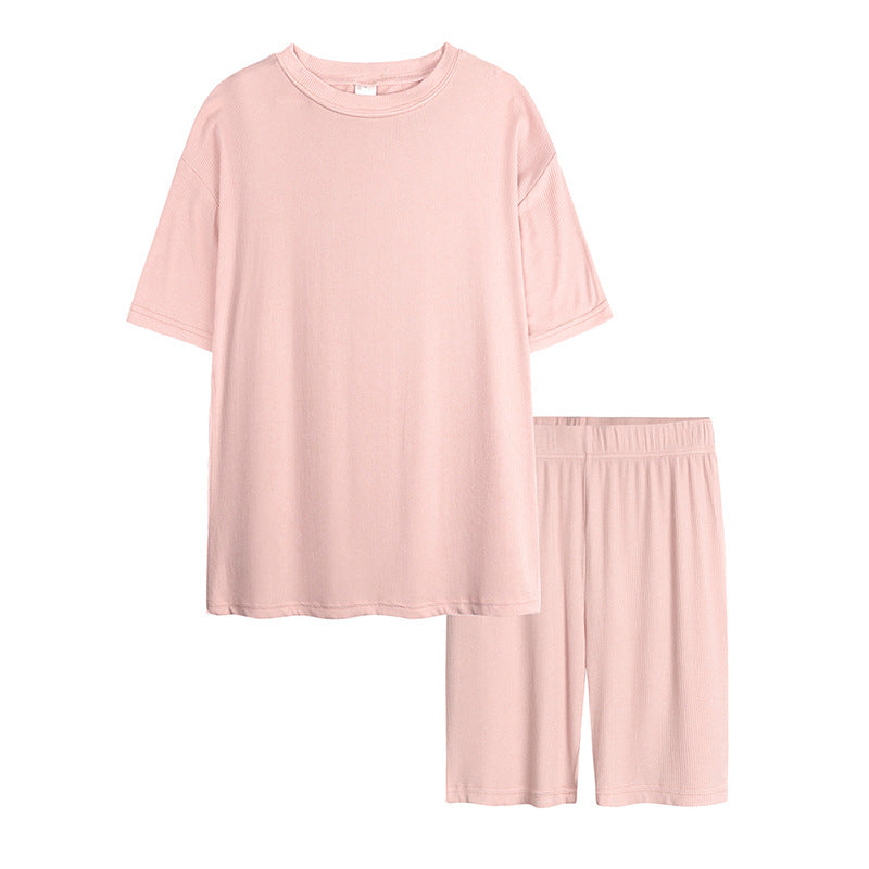 Solid Color Short Sleeve T-Shirt Two-Piece Set