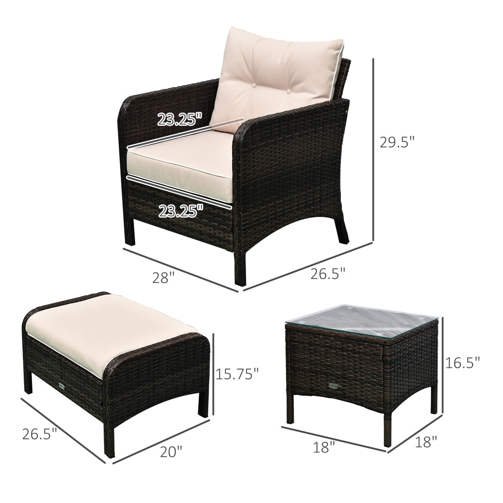5 pièces Rattan Wicker Lounge Chaise extérieure Patio Conversation Set avec 2 chaises coussinées