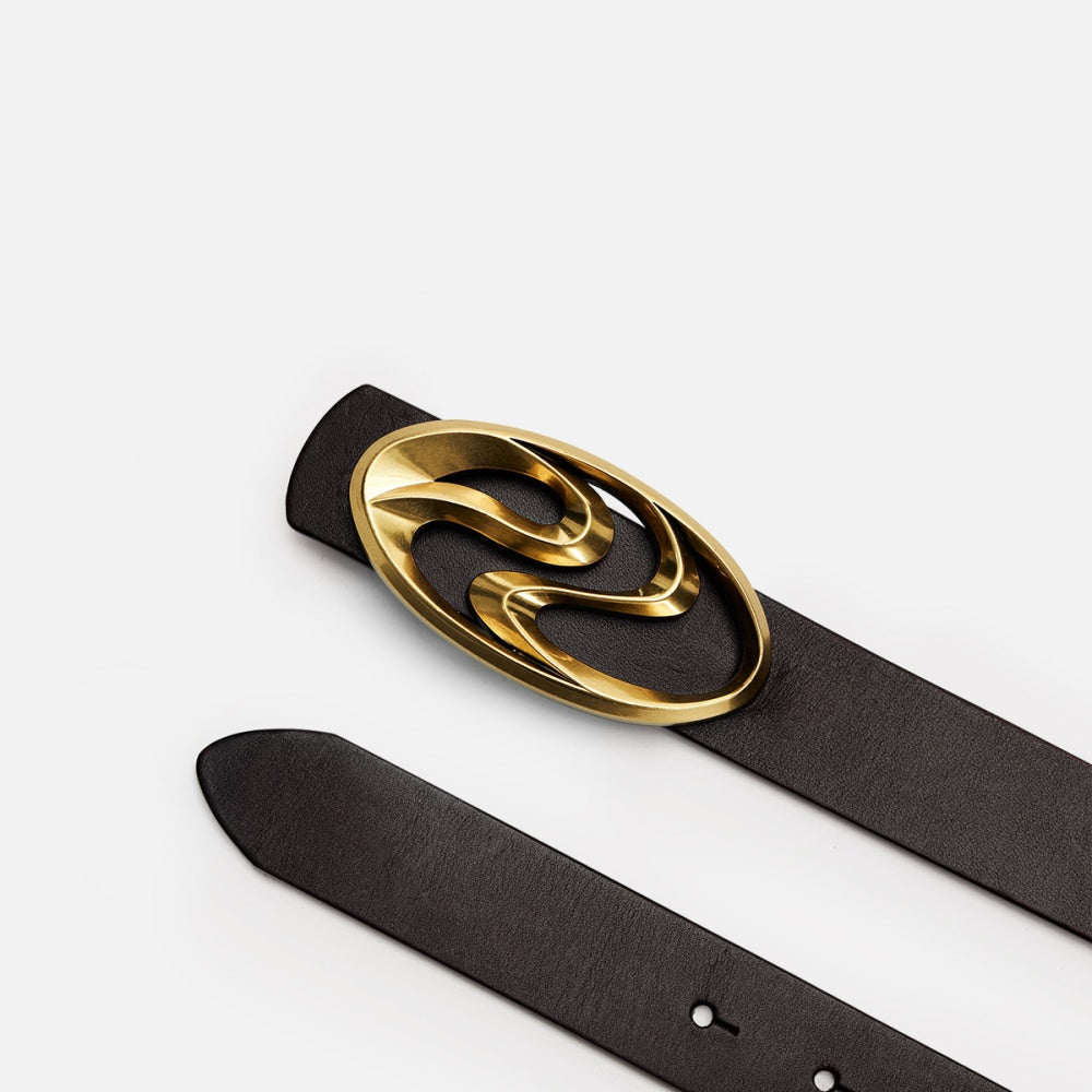 Ceinture en cuir mat argentée à grains entiers
