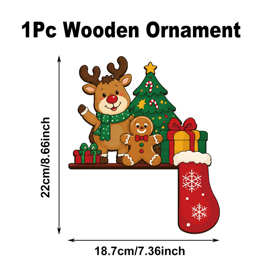 Ornement décoratif cadre de porte en bois de Noël