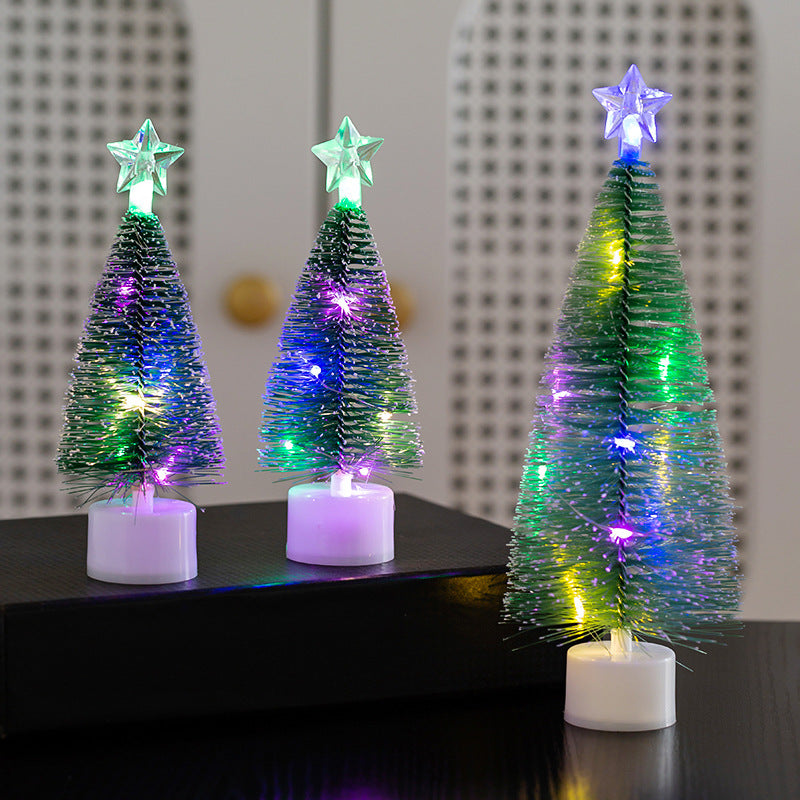 Mini arbre de Noël de simulation avec aiguilles de pin blanc Décorations de Noël Lumi coloré