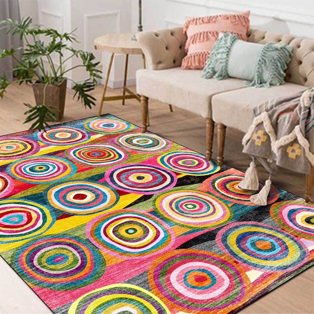 Style ethnique rayé Salon Chambre Lit côté tapis