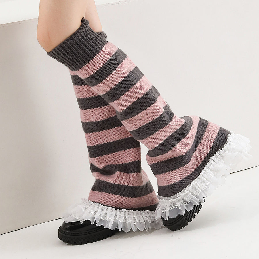 Filles Femmes Popular Knitted Flared Lace Jambe Warmer Pour Dansewear Daily Party Mute Lolita P