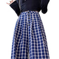 Pantalons à jambe droite en Plaid Bleu pour femmes