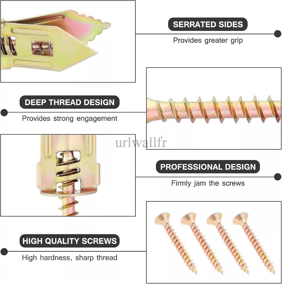 1o0X Ancres auto-perceuses avec vis set Anchor Drywall Extension Dowels UK