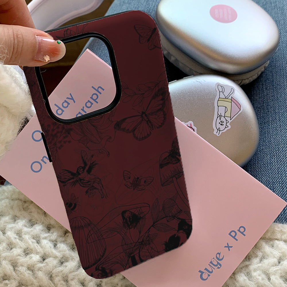Retro Butterfly Flower Stain Telephone Case résistant