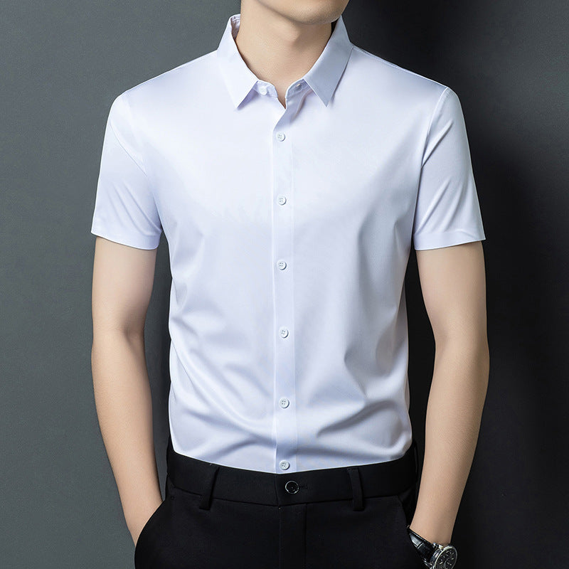 Haut de chemise à manches courtes à bouton de couleur solide pour homme