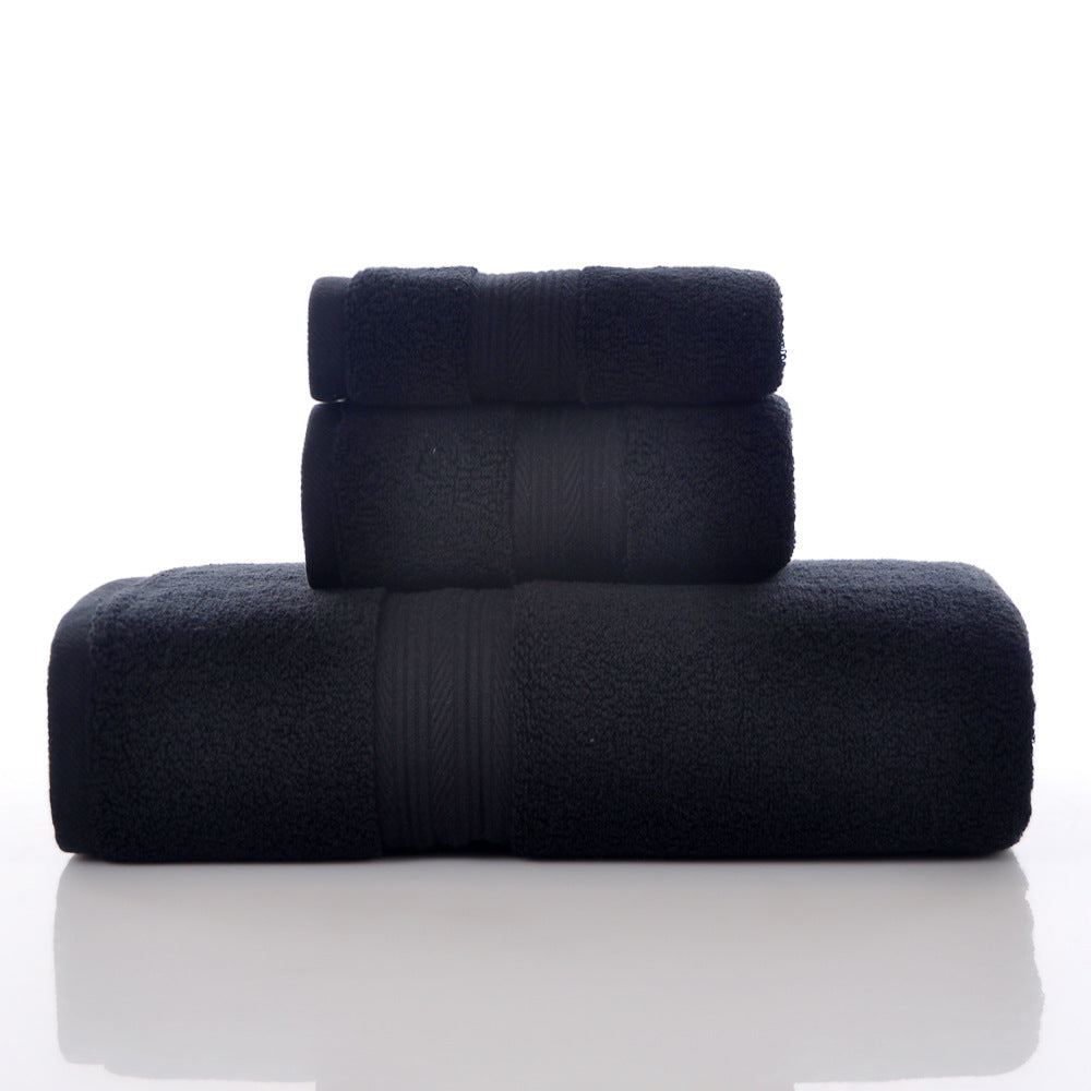 Ensemble de 3 serviettes en coton pur à couleur solide et absorbante