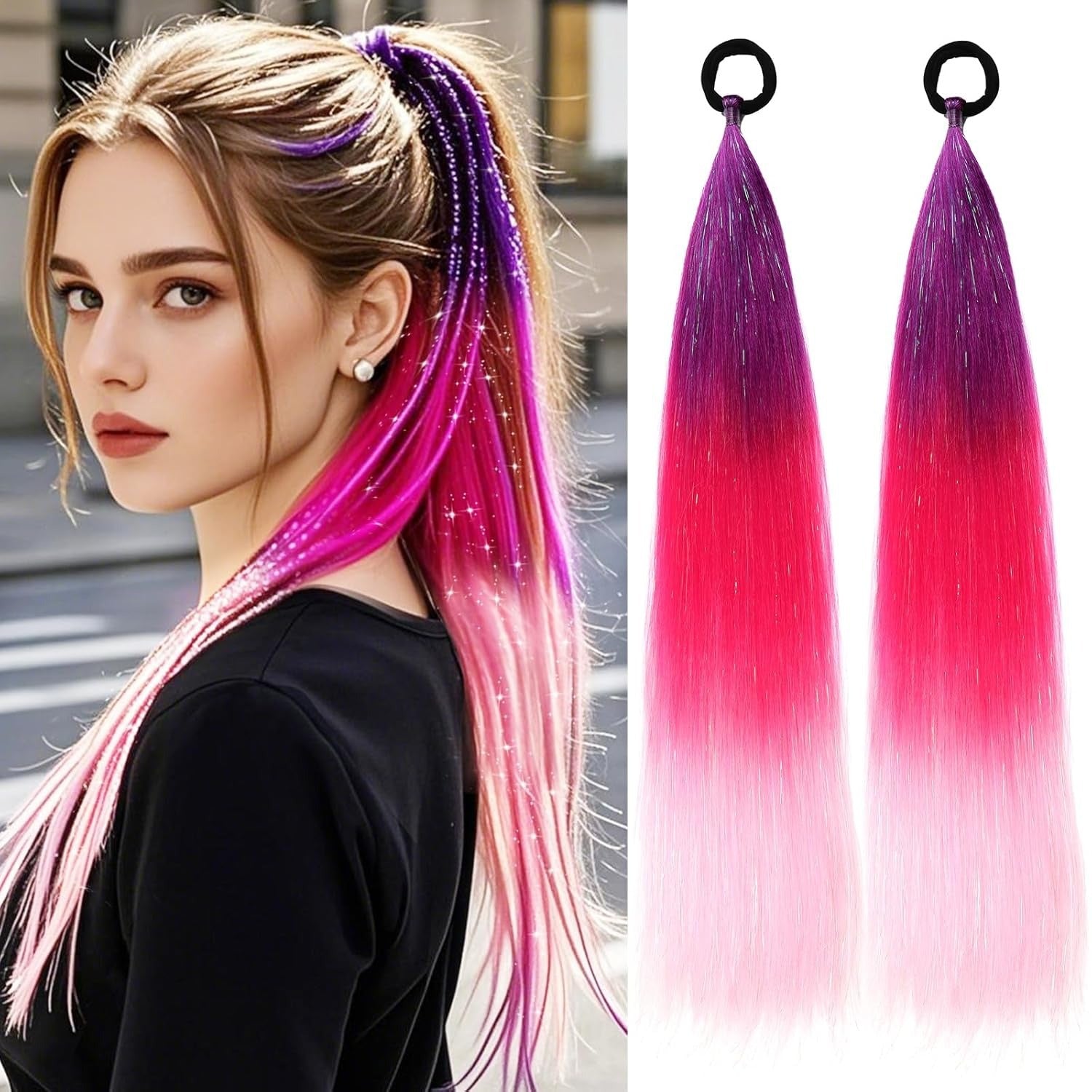 Laser Silk Women's European and American Ponytail Boxing Braid Color Wig