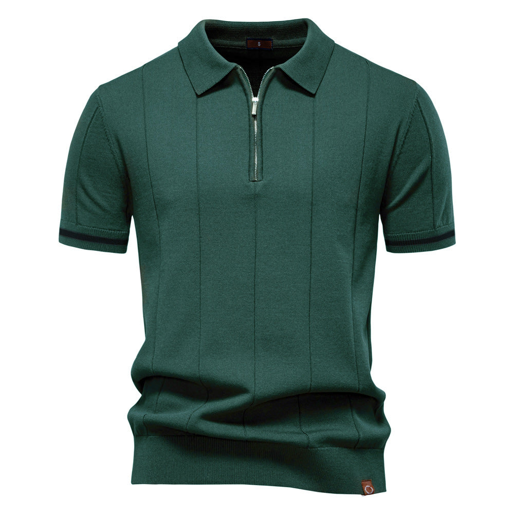 Polo tricoté casual homme avec un col tournant et manches courtes
