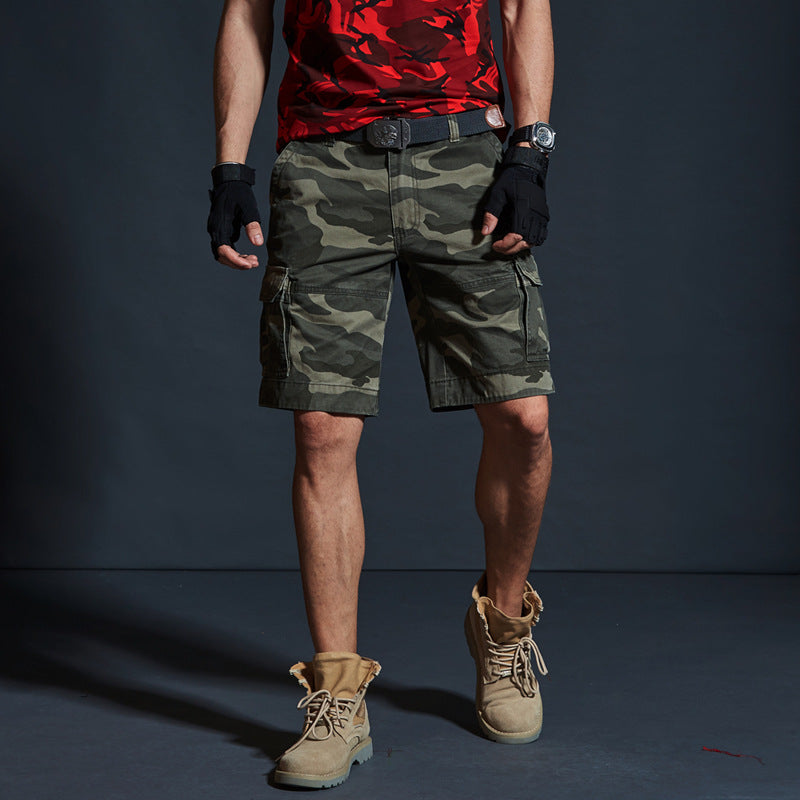 Pantalons d'été mi-longueur Trendy Brand Loose-fit Hommes Camouflage vert pour l'été
