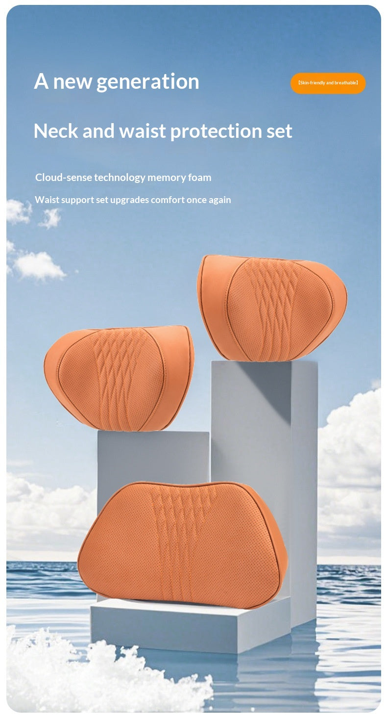 Summer Respirant Memory Foam Car Headset & Lombar Support