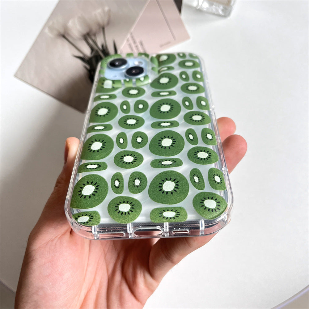 Étui téléphonique à fruits kiwis transparents
