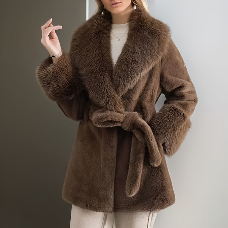 Automne Hiver Eco-friendly Faux Fur femmes Manteau mi-long