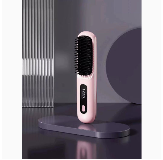 2 En 1 Combustion cheveux droites Lève-cheveux sans fil brosse cheveux chauffage rapide