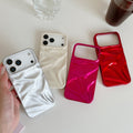 Haute qualité crème blanc plissé cas téléphone modèle