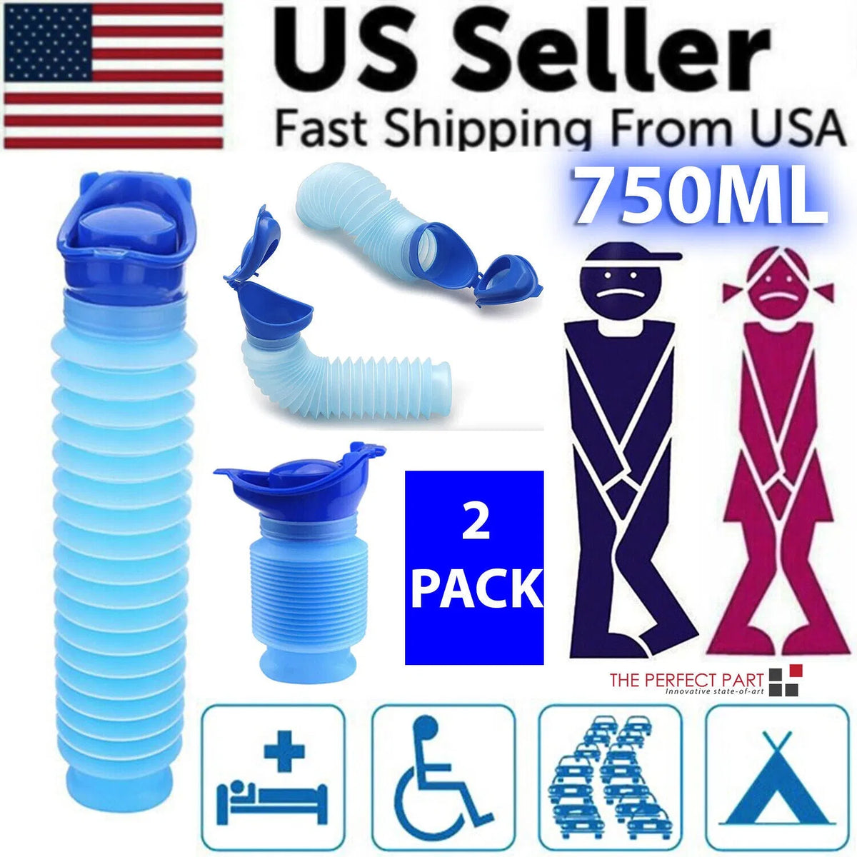 Homme Femme Portable Urinal Voyage Camping Voiture Toilette Pee Bouteille Trousse d'urgence