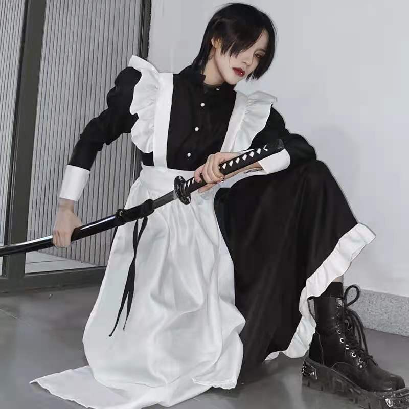 British Style Pearl Thread Long Café Maids Robe d'oreille Cat Uniforme