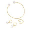 Boucles d'oreilles ouvertes Pearl Bracelet Bague Ensemble de bijoux