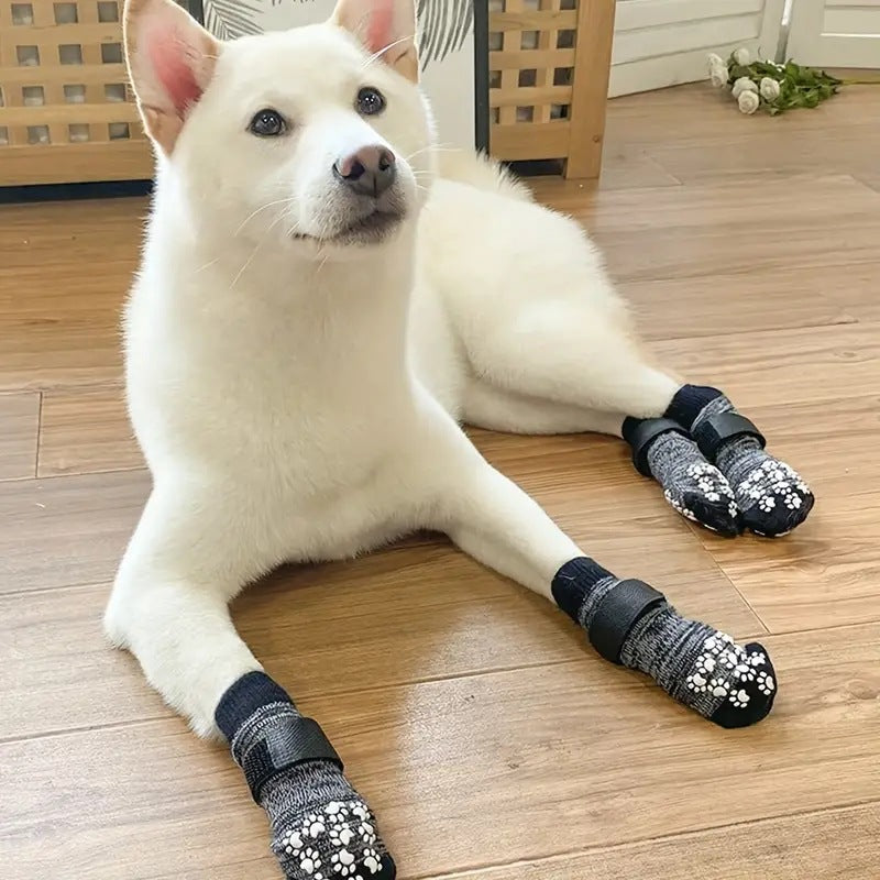 Chien De taille moyenne Chien Imperméable Anti-goutte Chaussette intérieure Chaussette de cheville de chien chaude