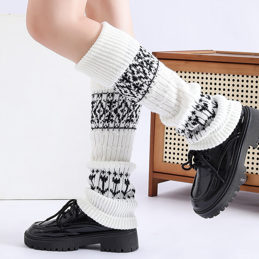Calcetines Fair Isle Knit Chaussettes Stackable Mid Chaussettes de veau Femmes Bottes de neige d'hiver Acce