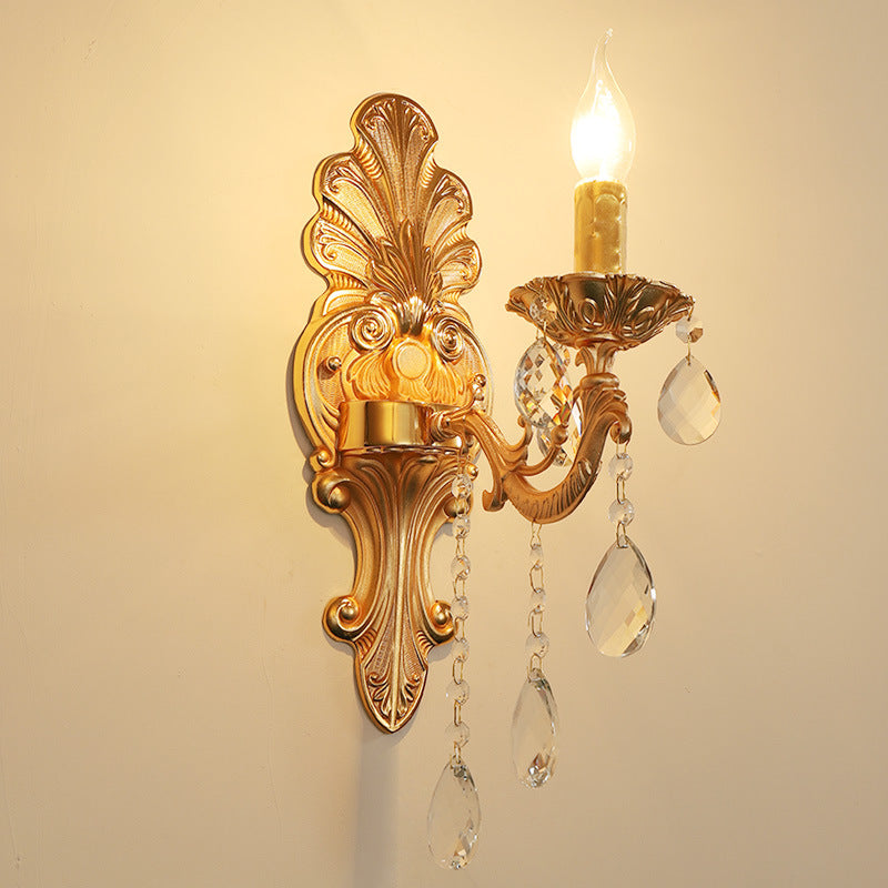 Salle de séjour Golden Crystal Wall Sconces Villa Hôtel Hallway Corridor Décorative Wall Light