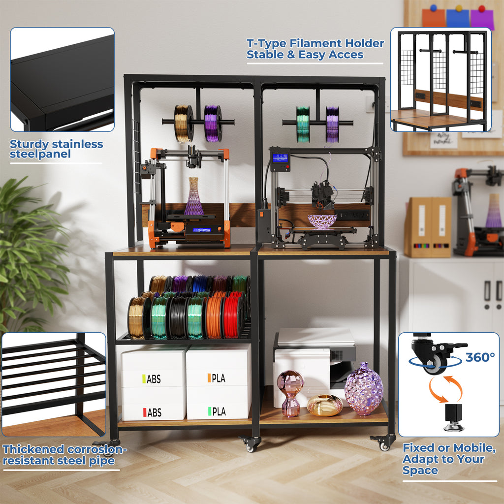 Support d'imprimante 3D double avec stockage filament