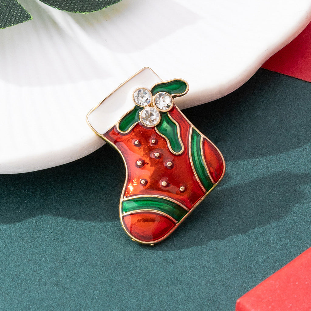 European and American Exquisite Enamel Christmas Series Brooches Flower Bells Re