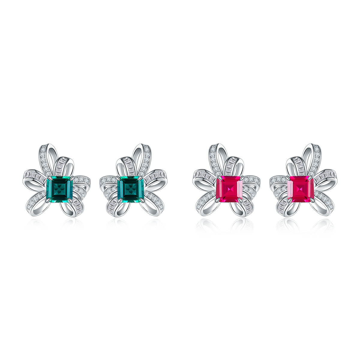 S925 Boucles d'oreilles Sterling Silver Bowknot Stud