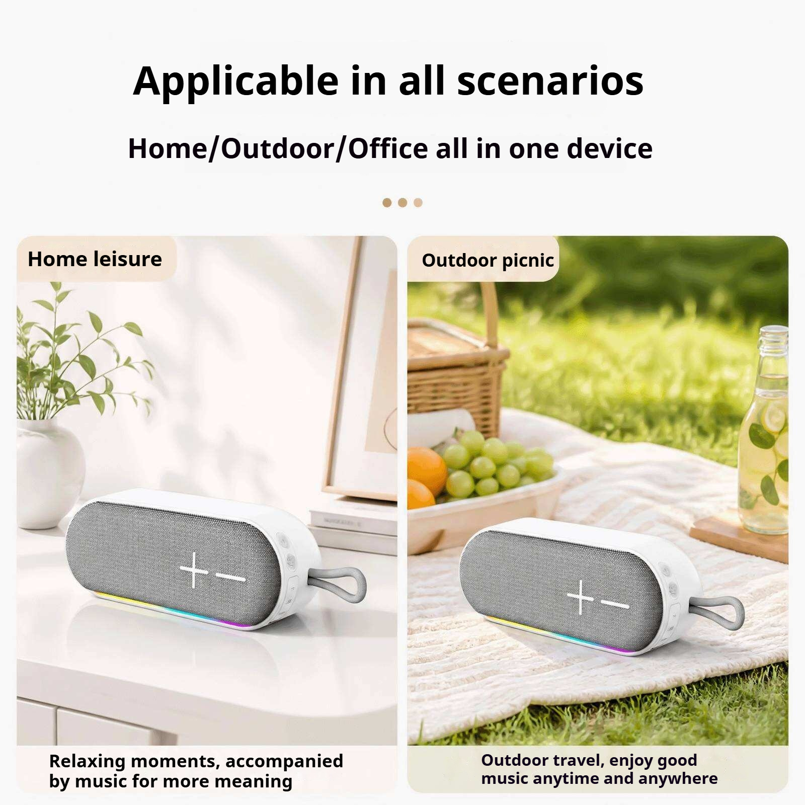 KP-845 Portable Bluetooth Outdoor Haut-parleur sans fil Portable radio FM compatible RGB L
