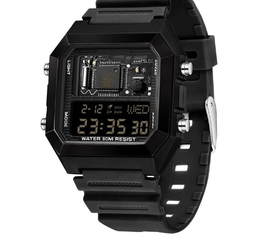 Fashion Square Waterproof Electronic Watch Multifonctionnel Student Sports Watch