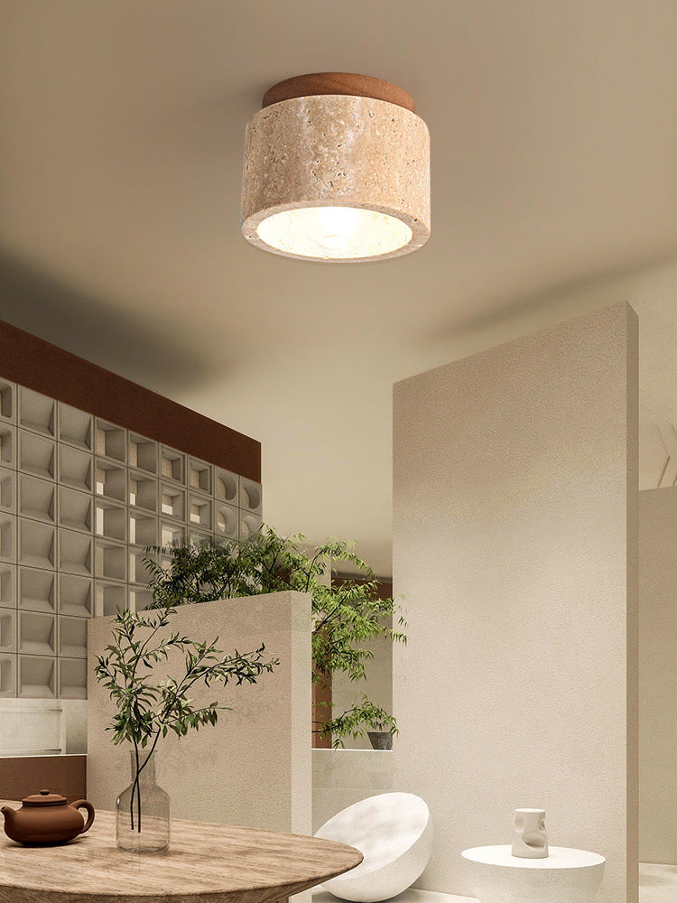 Japonais Wabi Sabi Style plafond clair Vintage jaune Cave Stone Mid Century ton crémeux S