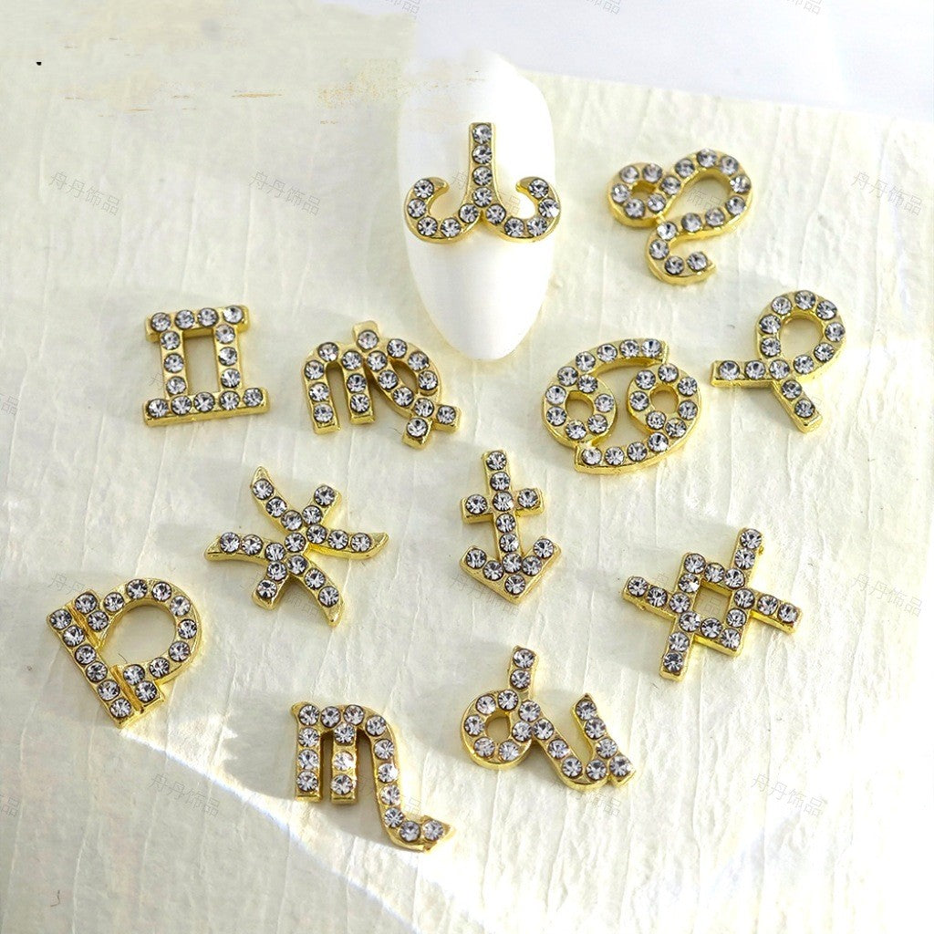 Douze Zodiac Nail Art Accessoires Alliage de diamants incrustés