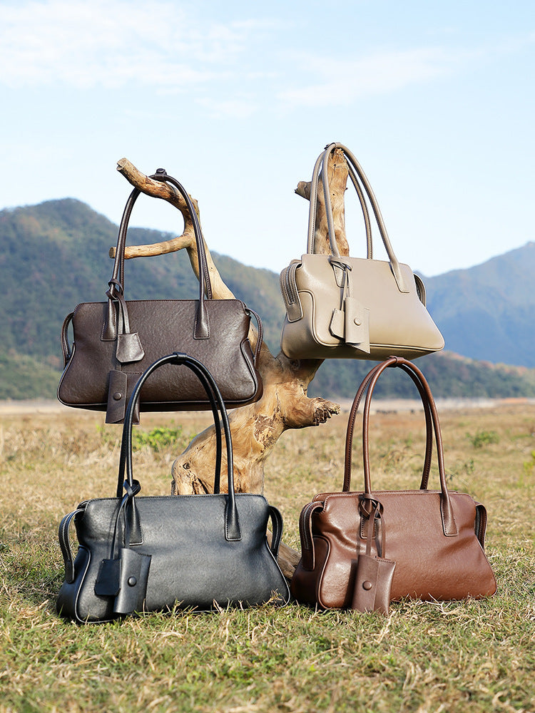 Sac en cuir véritable Niche d'épaule rétro