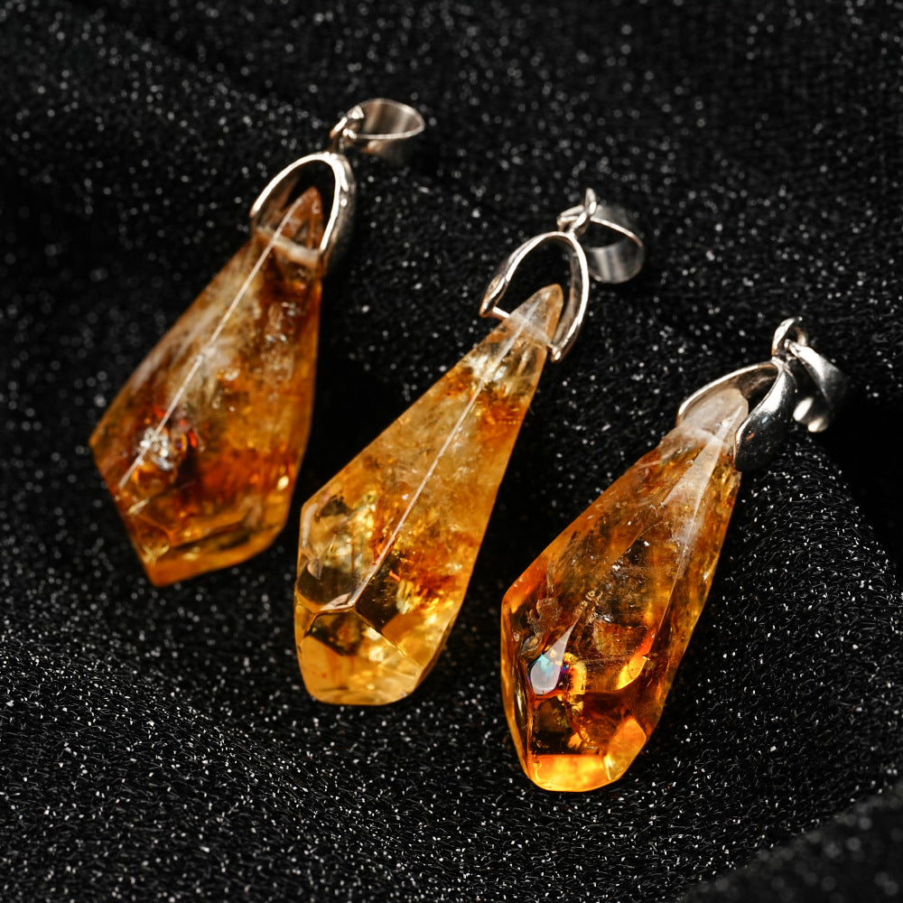 Pendentif naturel en grappe de citrine Collier irrégulier en pierre brute