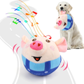 Interactive Dog Toys Pig, Jumping Squeaky Dog Toys With Recording And Music Modes, Rechargeable Moving Dog Chew Toys